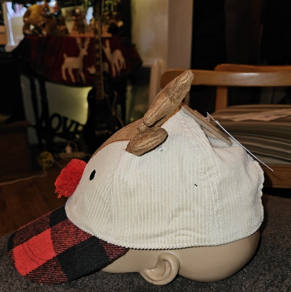 Red Nose Reindeer Adjustable Baseball Cap With Antlers - Picture 2 of 5